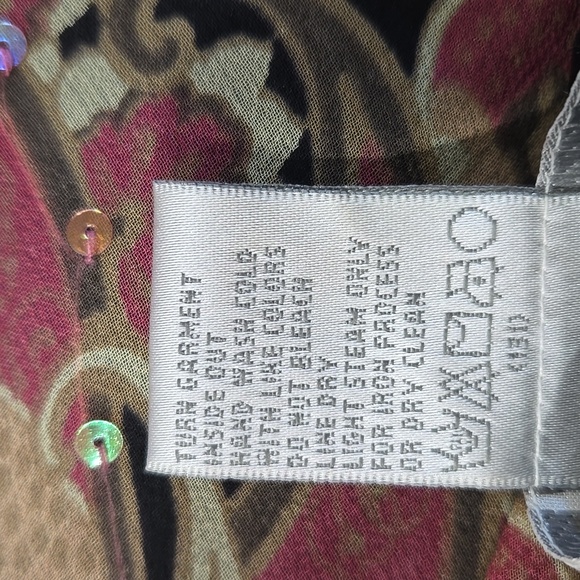 Dressbarn Y2K Fairy Silk Paisley Midi Dress Size 12 Sequin Asymetric Whimsigoth - Picture 11 of 12